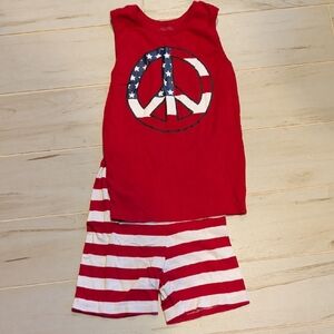Sara's Prints Red and White Peace Sign Pajama Set